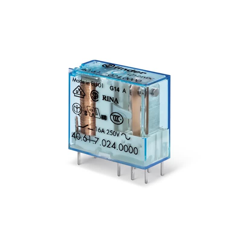 Finder - Relais circuit imprime 1RT 16A 28V DC, AgCdo, lavable