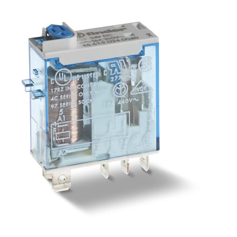 Finder - Relais miniature 1RT 16A 110V AC, indicateur mécanique + bouton test + LED