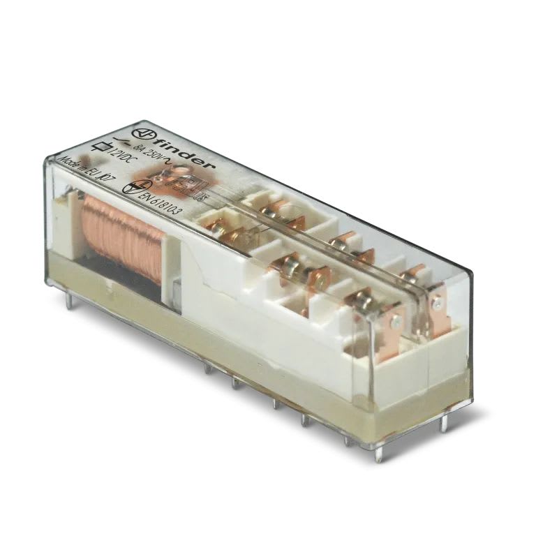 Finder - Relais circuit imprimé à contacts guidés, 5NO + 1NC 8A 24V DC, AgSnO2 + Au