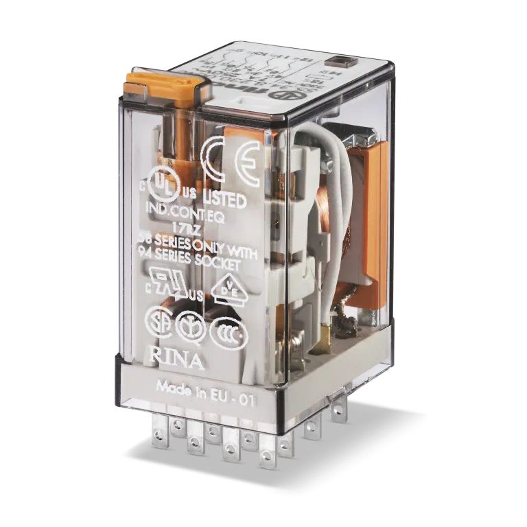 Finder - Relais industriel 4RT 7A 125V DC, AgNi + Au