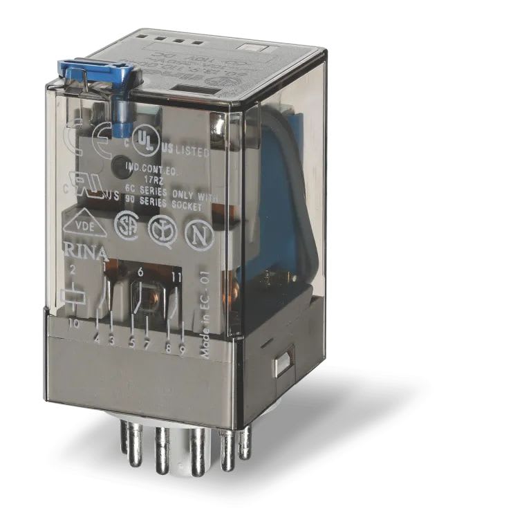 Finder - Relais industriel undécal 3RT 10A 125V AC, bouton test et indicateur mécanique
