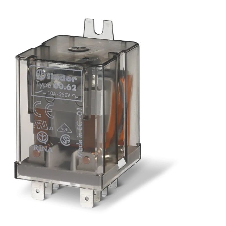 Finder - Relais industriel 2RT 10A 110V AC, patte de fixation à l'arrière, Faston 187