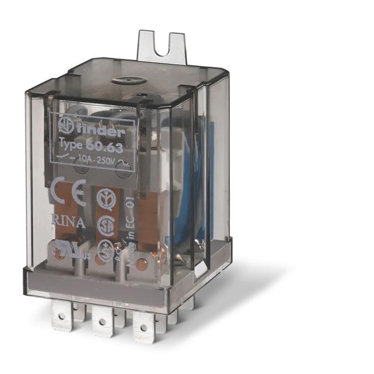 Finder - Relais industriel 3RT 10A 12V AC, patte de fixation à l'arrière, Faston 187