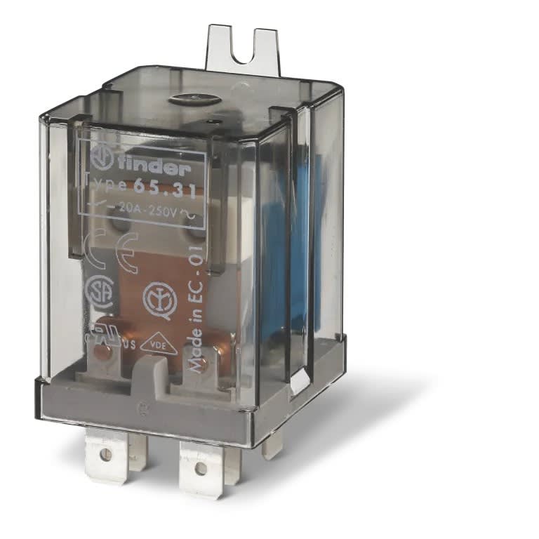 Finder - Relais de puissance 1NO 30A 48V DC, patte de fixation, Faston 250, AgSnO2