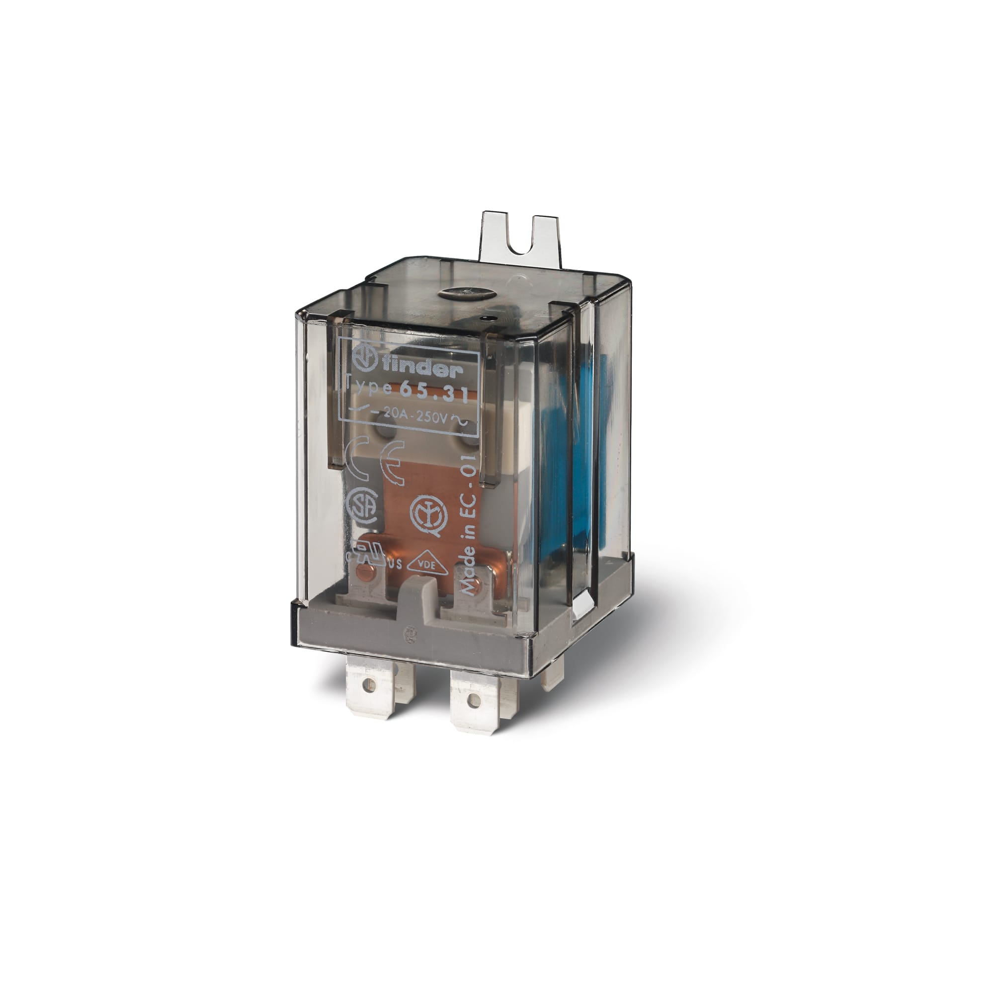 Finder - Relais de puissance 1NO+1NC 20A 12V DC, patte de fixation, Faston 250, AgSnO2
