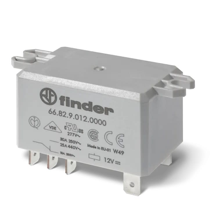 Finder - Relais de puissance 2NO 30A 230V AC, patte de fixation, Faston 250, AgSnO2