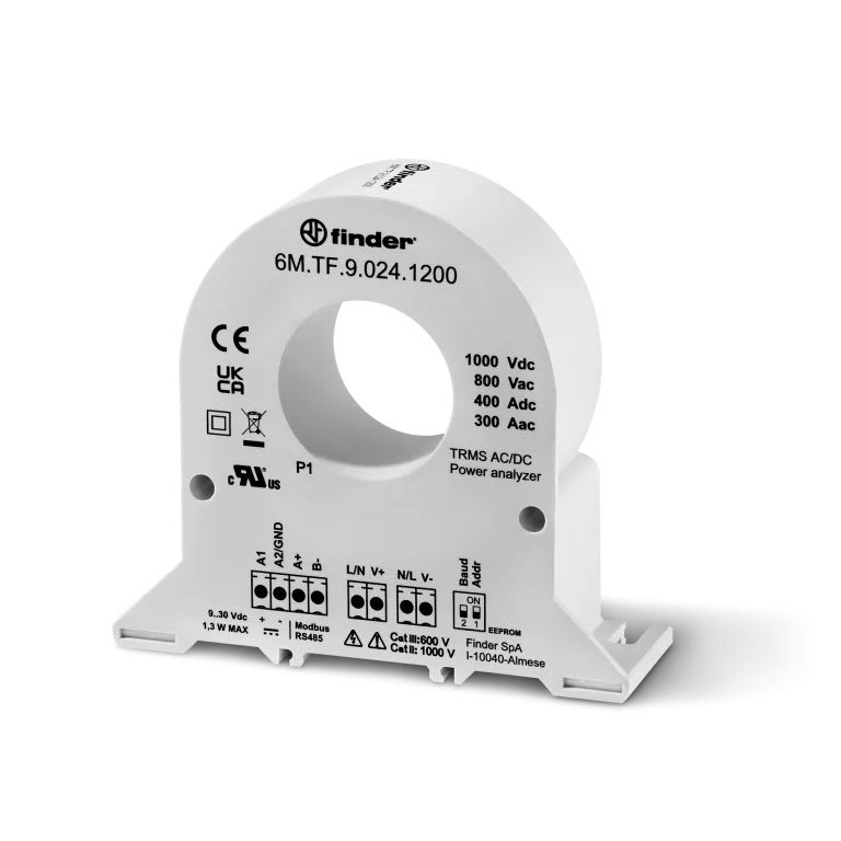 Finder - Analyseur réseau monophasé TRMS AC/DC 300A-800VAC / 400A-1000VDC Modbus RS485