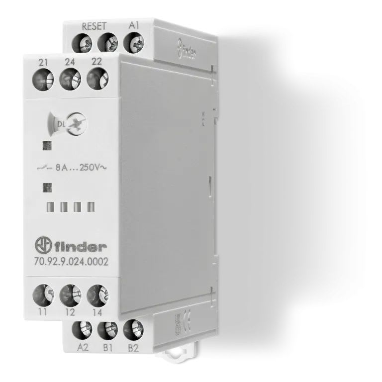 Finder - Relais protection thermique 2RT 8A 230V AC, sonde PTC, mémoire défaut, Reset