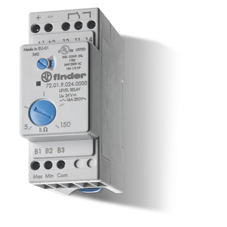 Finder - Relais contrôle niveau 1RT 16A 400V AC, sensibilité réglable 5 à 150K?