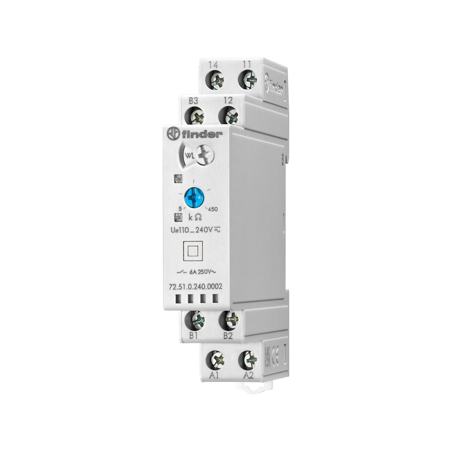 Finder - Relais contrôle niveau 1RT 6A, 110...240V AC/DC, sensibilité réglable 5 à 450K?