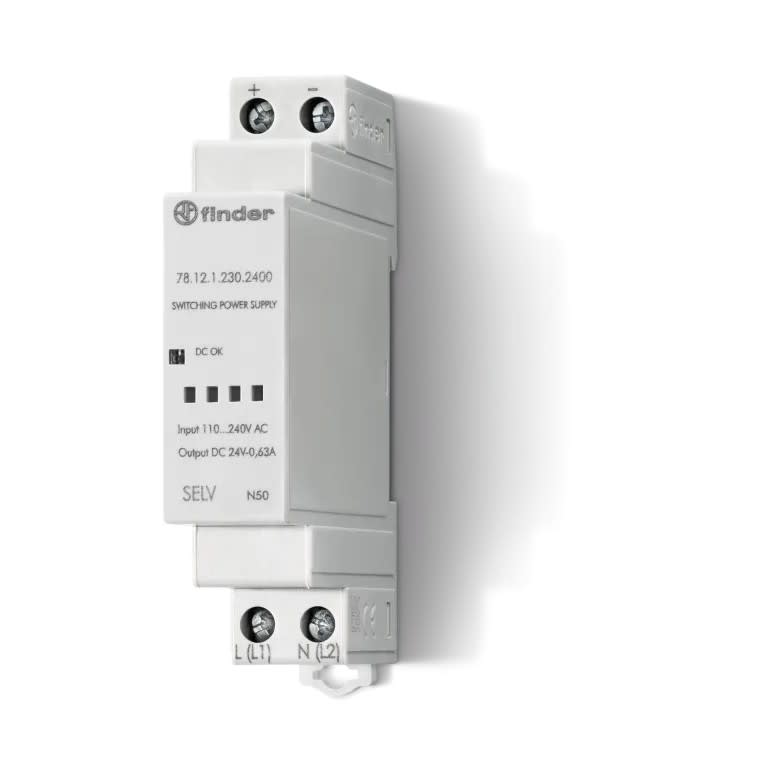 Finder - Alimentation 0,63A IN : 110 à 240V AC, OUT : 24V DC 12W, TBTS, fusible incorporé