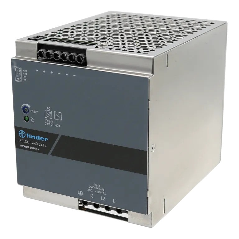 Finder - Alimentation triphasée Premium 40A 960W, entrée 380...480V AC, sortie 24V DC