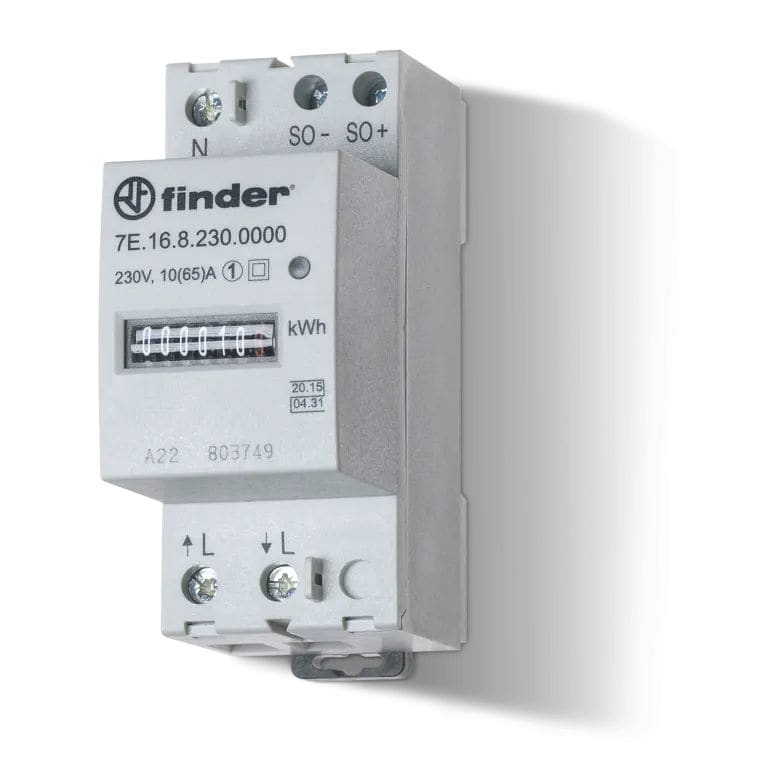 Finder - Compteur d'énergie monophasé 10 à 65A 230V AC, MID
