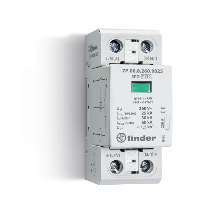 Finder - Paraf T1+2 1varist Un 230V Iimp 25kA 1,5kV avec Telesignalisation