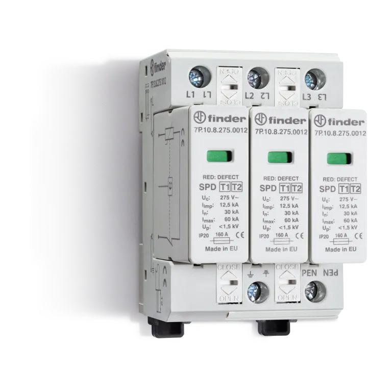 Finder - Paraf T1 3 varist Un 230V Iimp 12,5KA 1,2KV avec Telesignalisation