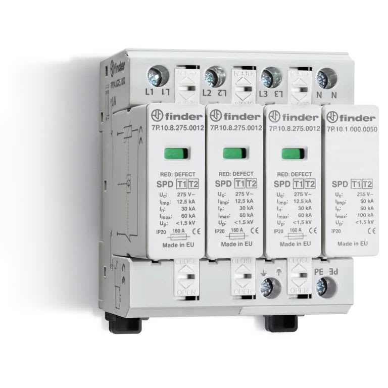 Finder - Paraf T1 3varist + 1 éclat Un 230V Iimp 12,5KA 1,2KV avec Telesignalisation