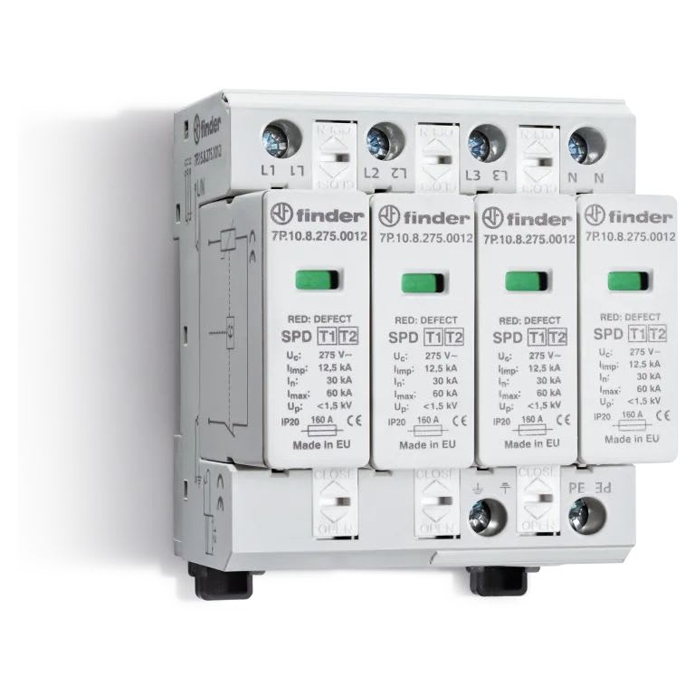 Finder - Paraf T1 4varist Un 230V Iimp 12,5KA 1,2KV avec Telesignalisation