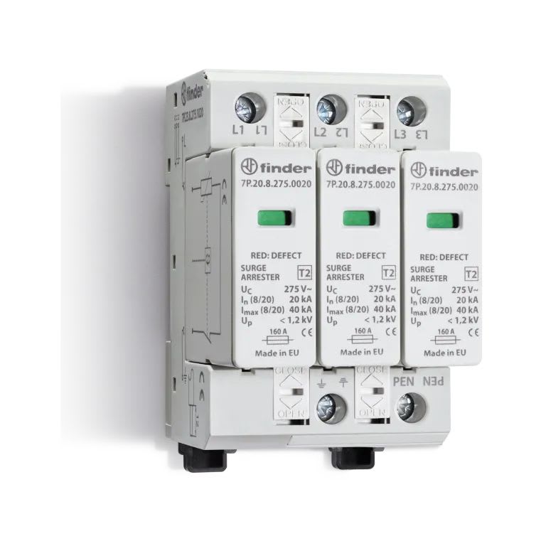 Finder - Paraf T2 3 varist SYST photovolt 1020VDC avec Telesignalisation
