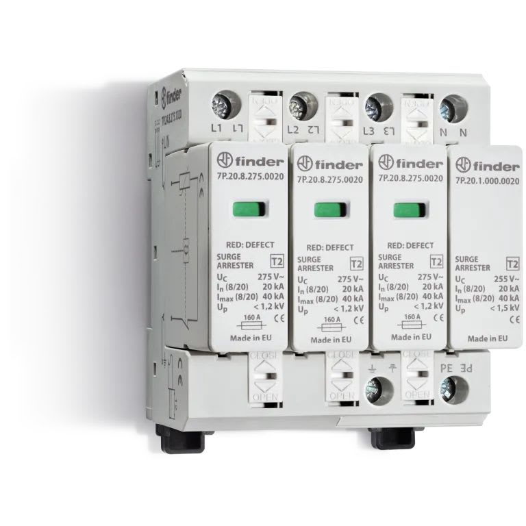 Finder - Paraf T2 3 varist + éclat TRI 230/350V 20kA 1,2kV sans Telesignalisation