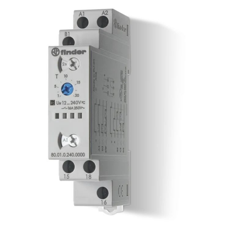 Finder - Tempo 6 fonctions multitension 1RT 16A 12-240V AC/DC, de 0,1s à 24h