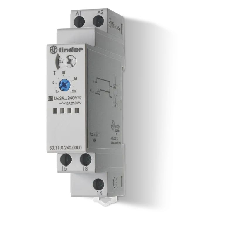 Finder - Tempo fonction AI multitension 1RT 16A 12-240V AC/DC, de 0,1s à 24h