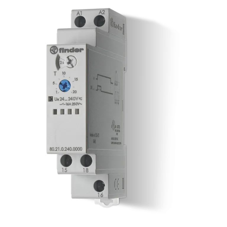 Finder - Tempo fonction DI multitension 1RT 16A 12-240V AC/DC, de 0,1s à 24h