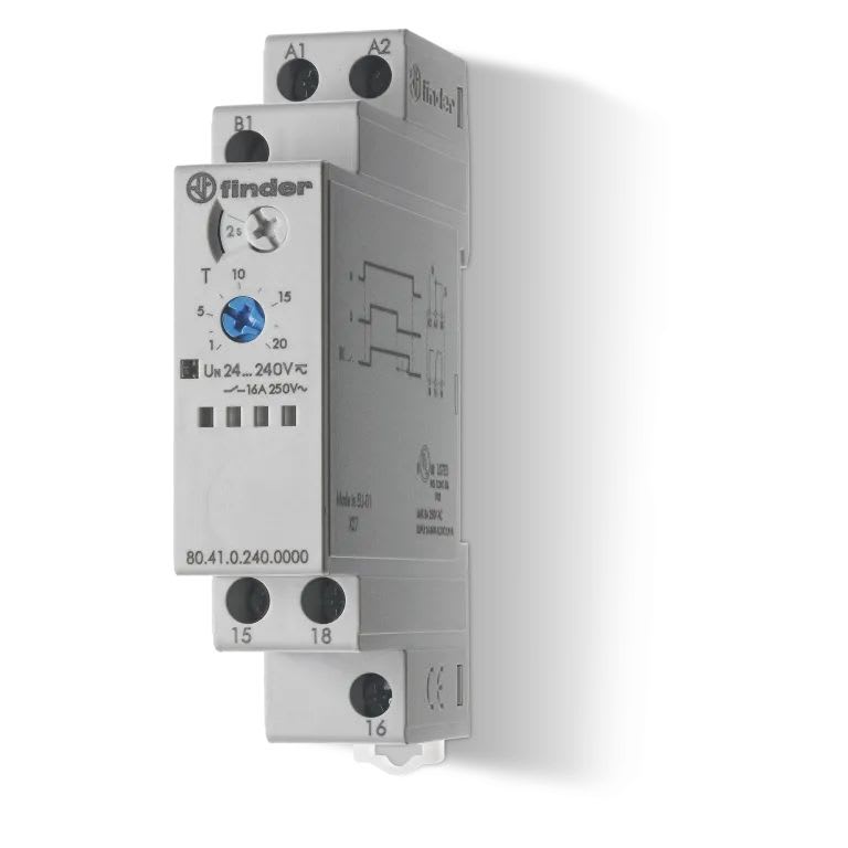 Finder - Tempo fonction BE multitension 1RT 16A 12-240V AC/DC, de 0,1s à 24h