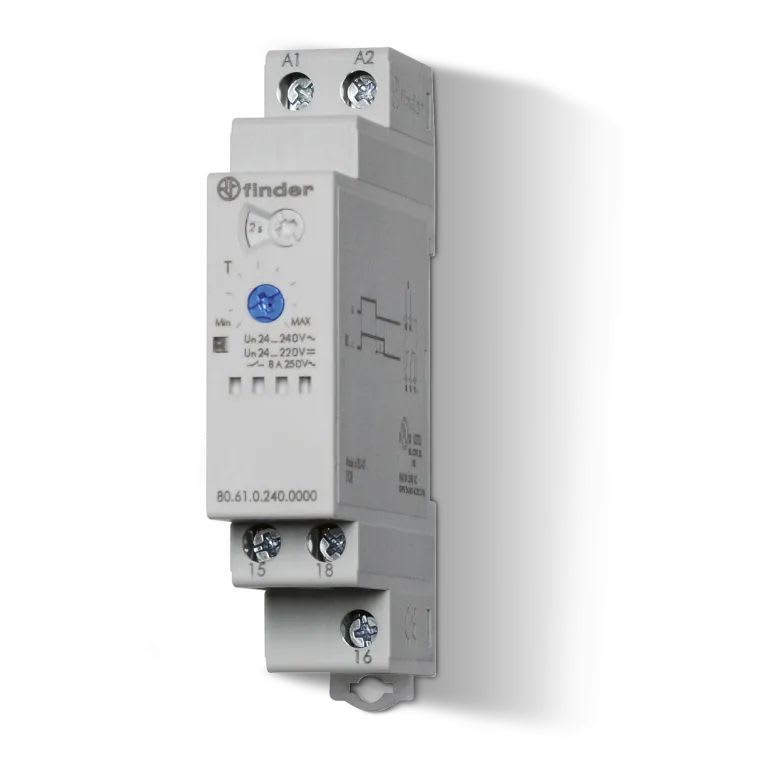Finder - Tempo fonction BI multitension 1RT 8A 12-240V AC/DC,de 0,05s à 180s