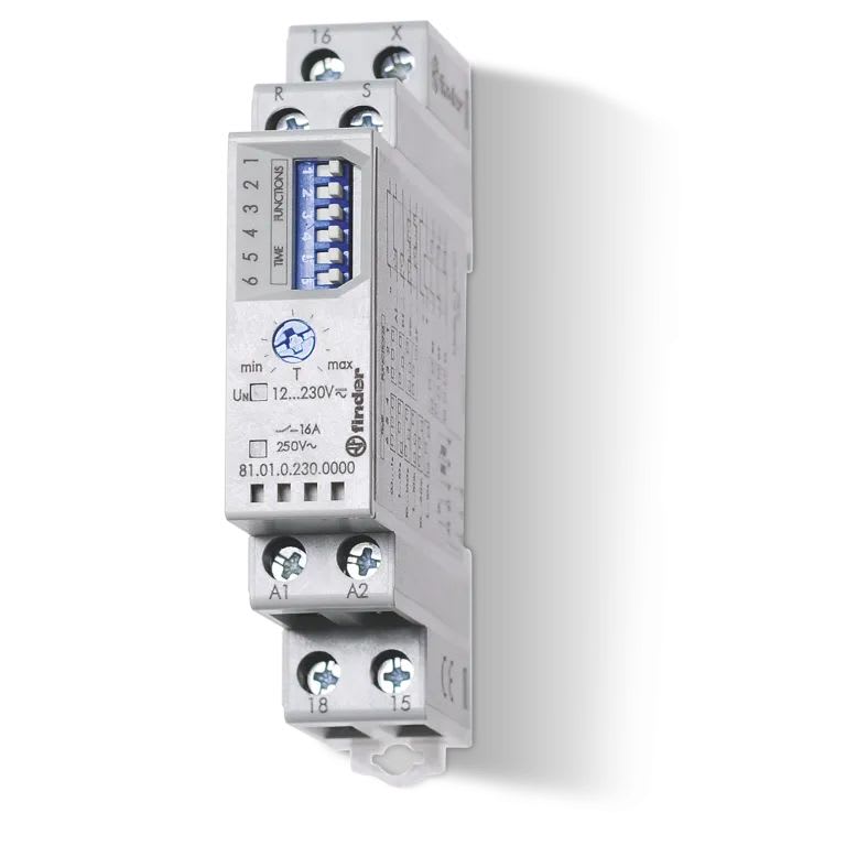 Finder - Tempo 7 fonctions multitension 1RT 16A 12 à 230V AC/DC, Reset, de 0,1s à 10h