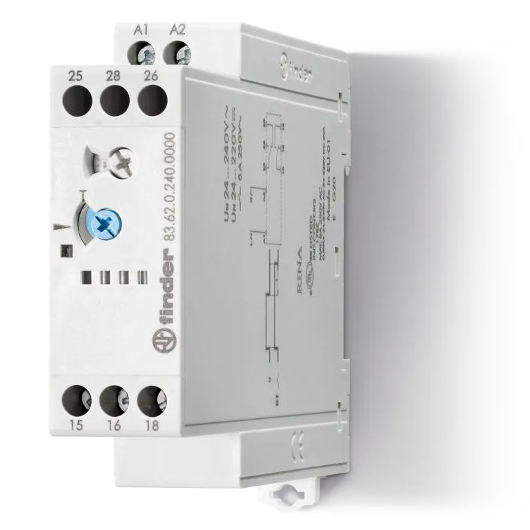 Finder - Tempo fonction BI multitension 2RT 8A 24-240V AC/DC, de 0,05s à 3min