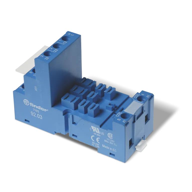 Finder - Support 16A 250V pour série 6231, 6232, 6233, bleu, étrier métal, à cage