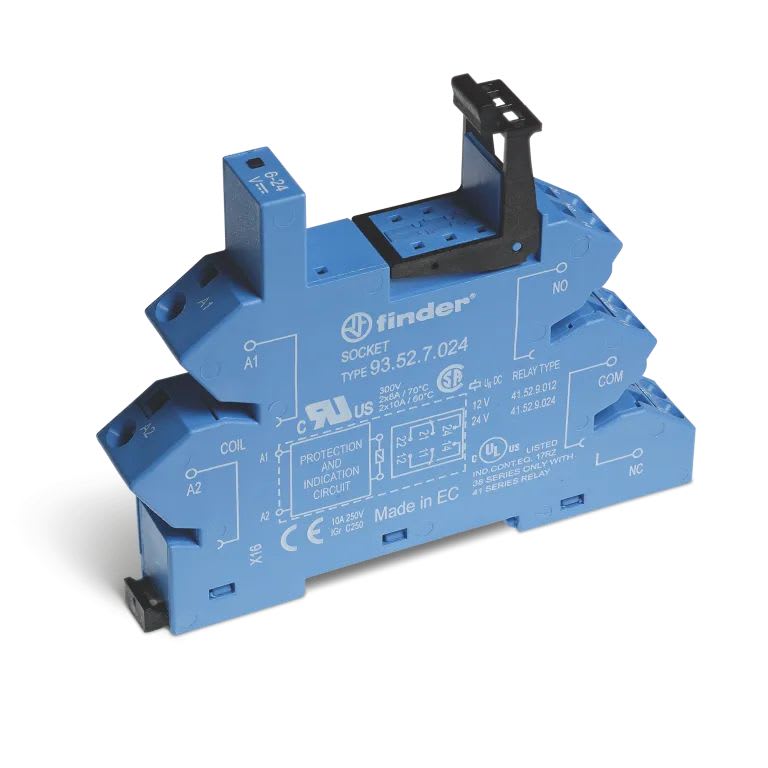 Finder - Support 10A 250V 60V AC/DC, pour séries 4452 ou 4161, bleu, à ressort