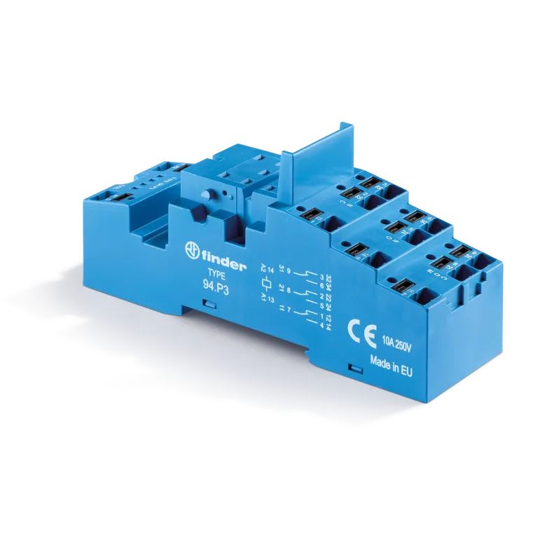 Finder - Support 10A 250V série 5533, bleu, étrier métallique, Push-in