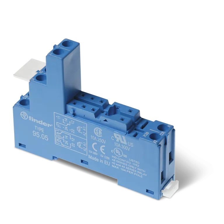 Finder - Support 10A 250V series 4051,4052,4061, bleu, etrier plastiq,a cage,pinning 5mm