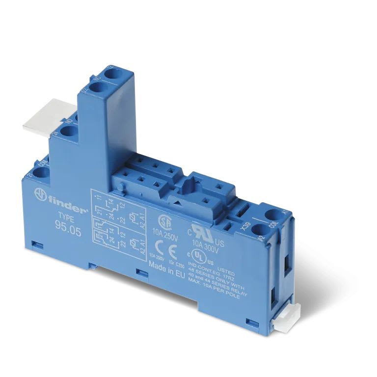 Finder - Support 10A 250V séries 4051,4052,4061, bleu, étrier plastiq,à cage,pinning 5mm