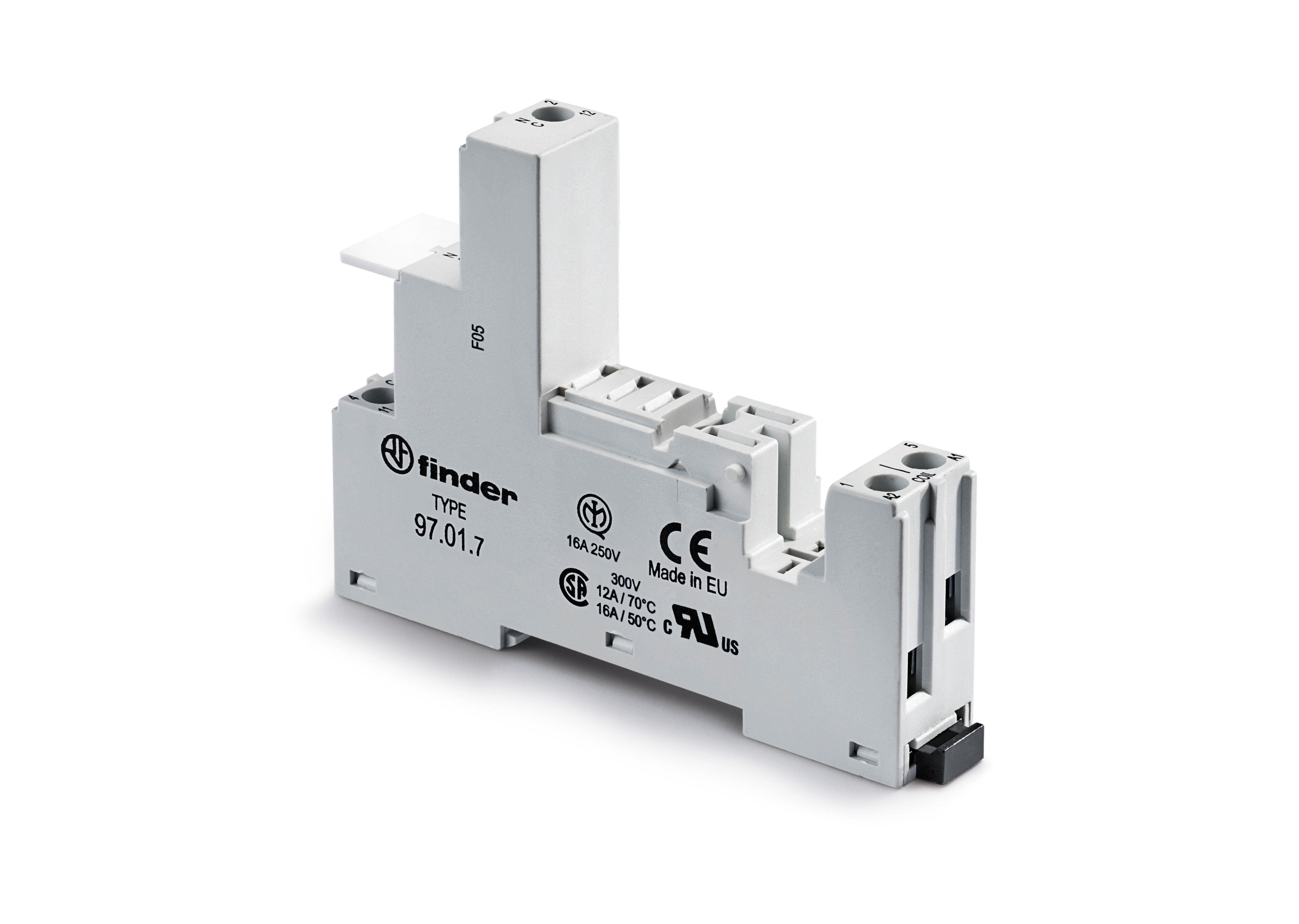 Finder - Support 16A 250V série 4661, bleu, étrier métallique, à cage, ferroviaire