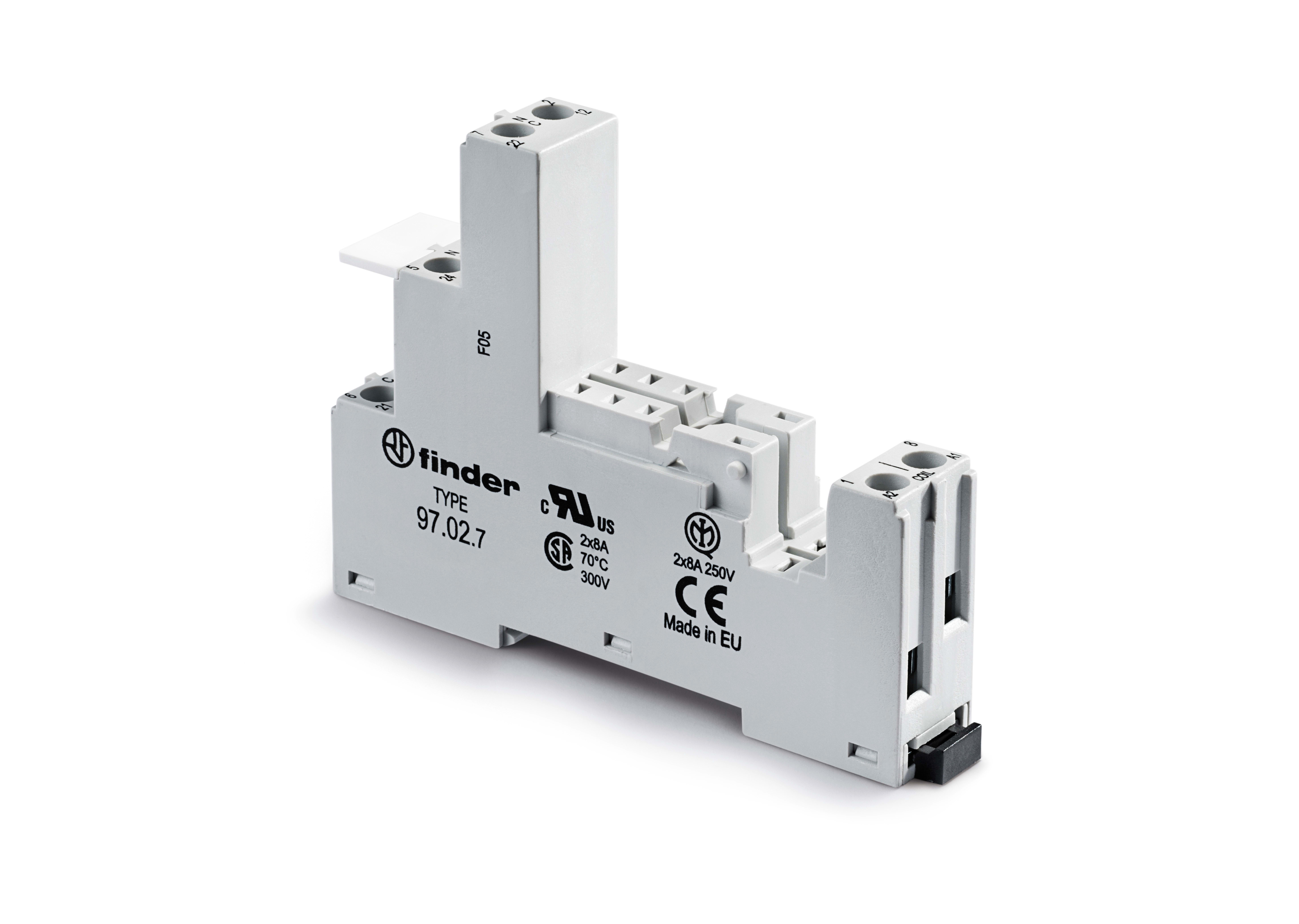 Finder - Support 8A 250V série 4652, bleu, étrier métallique, à cage, ferroviaire