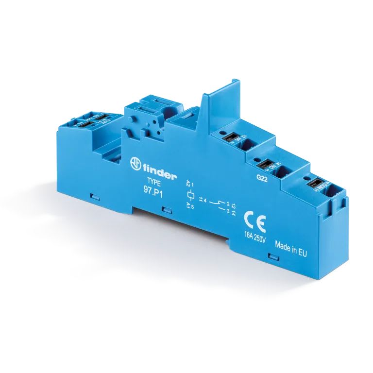 Finder - Support 10A 250V série 4661, bleu, étrier plastique, Push-in