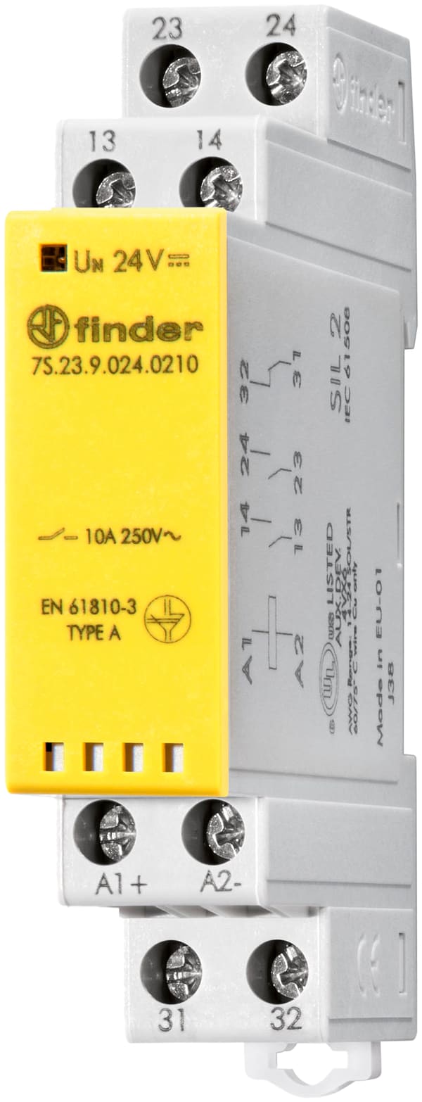 Finder - Relais modulaire contacts guidés 2NO + 1NC 10A 110V DC, AgNi + Au, SIL2, à cage