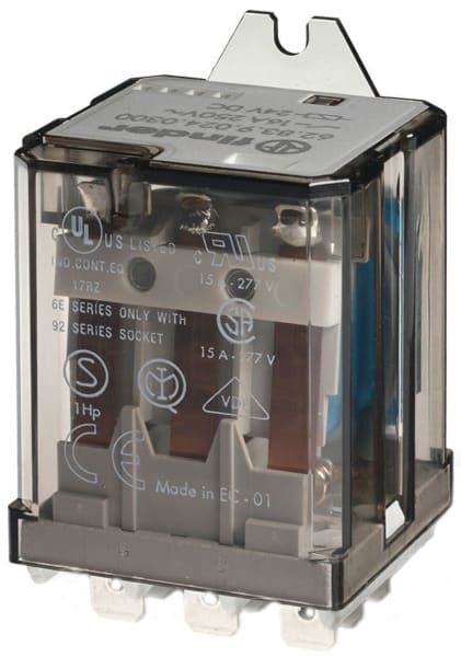Finder - Relais de puissance 3RT 16A 230V AC, bouton test et indicateur mécanique AgSnO2