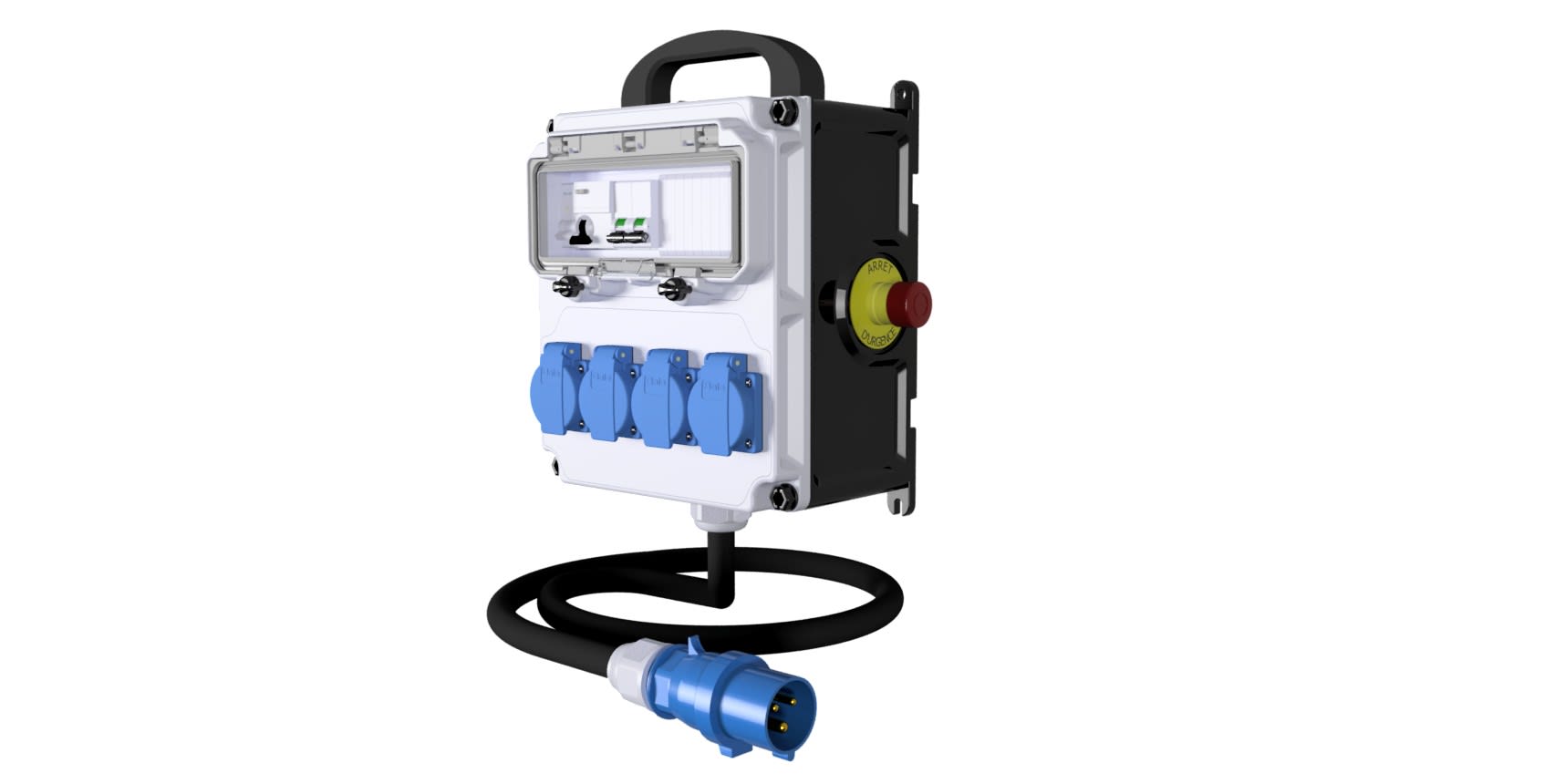 Bals - Coffret de chantier - ID 2x40A-30mA + AU + 4PC NF + 3M HO7RNF 3G42 + Fiche CEI