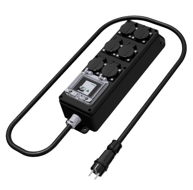 Bals - Coffret caoutchouc - IP44 IK10 6 PC Noires 10/16A-D.DIFF 2P 16A