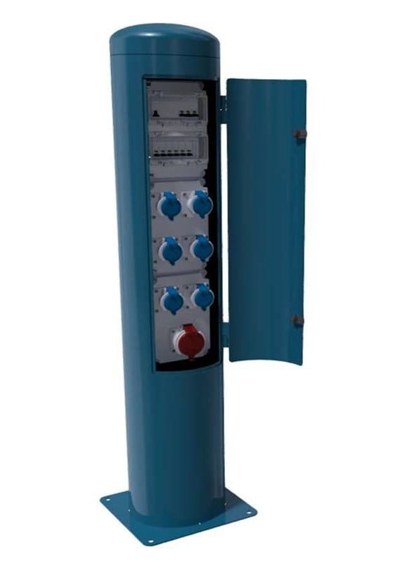 Bals - Borne pour emplacement forain TRI+N 63A - Inox RAL au choix.
