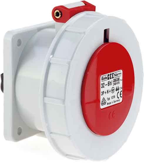 Bals - Socle de prise tableau droit 400V 6P+T 32A IP67 Multibroches
