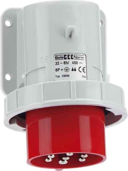 Bals - Socle de connecteur saillie 230V 6P+T 9h 32A IP67 Multibroches
