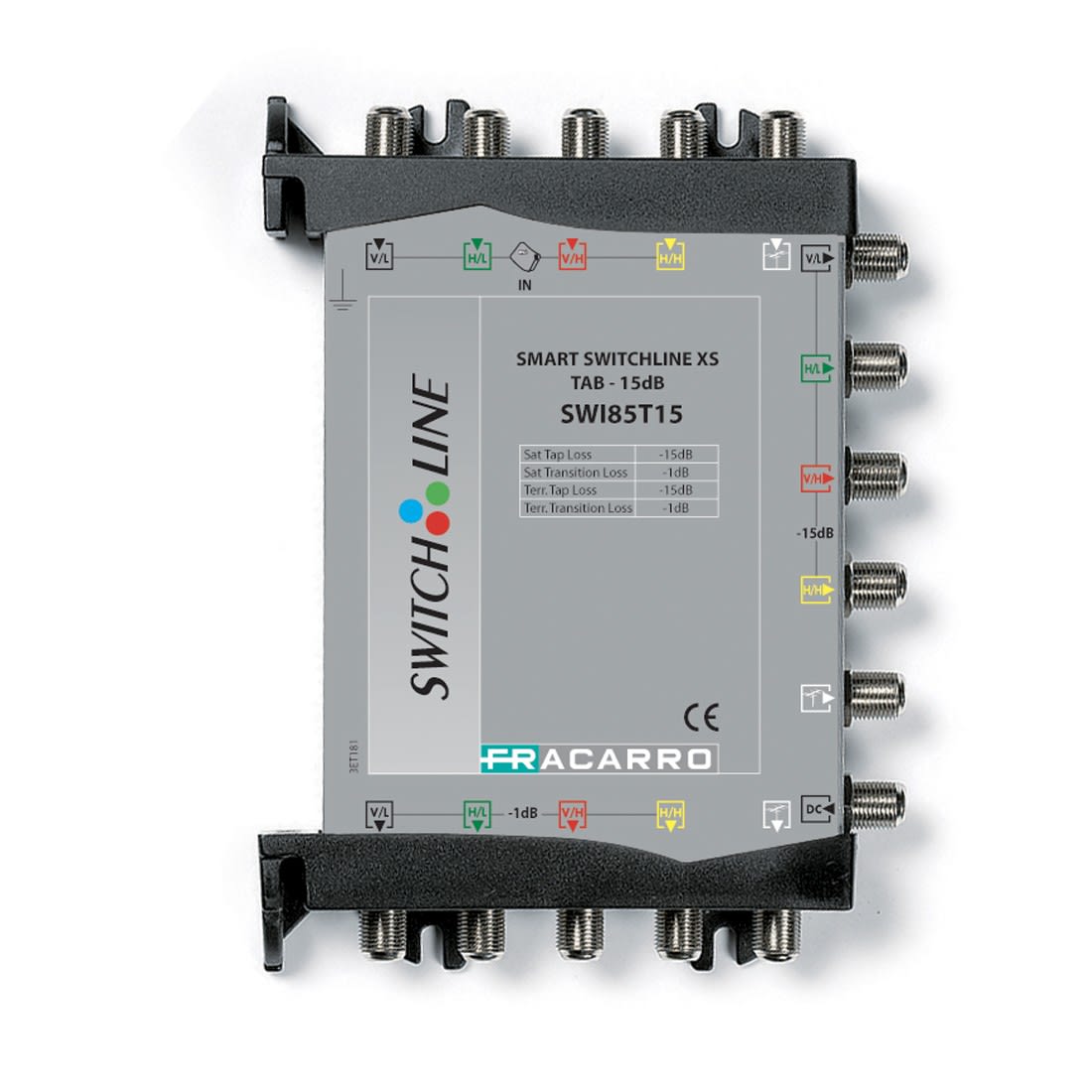 Fracarro Portenseigne - Dérivateur 4 BIS + terrestre, 2 voies (1 voie -15dB) passage courant