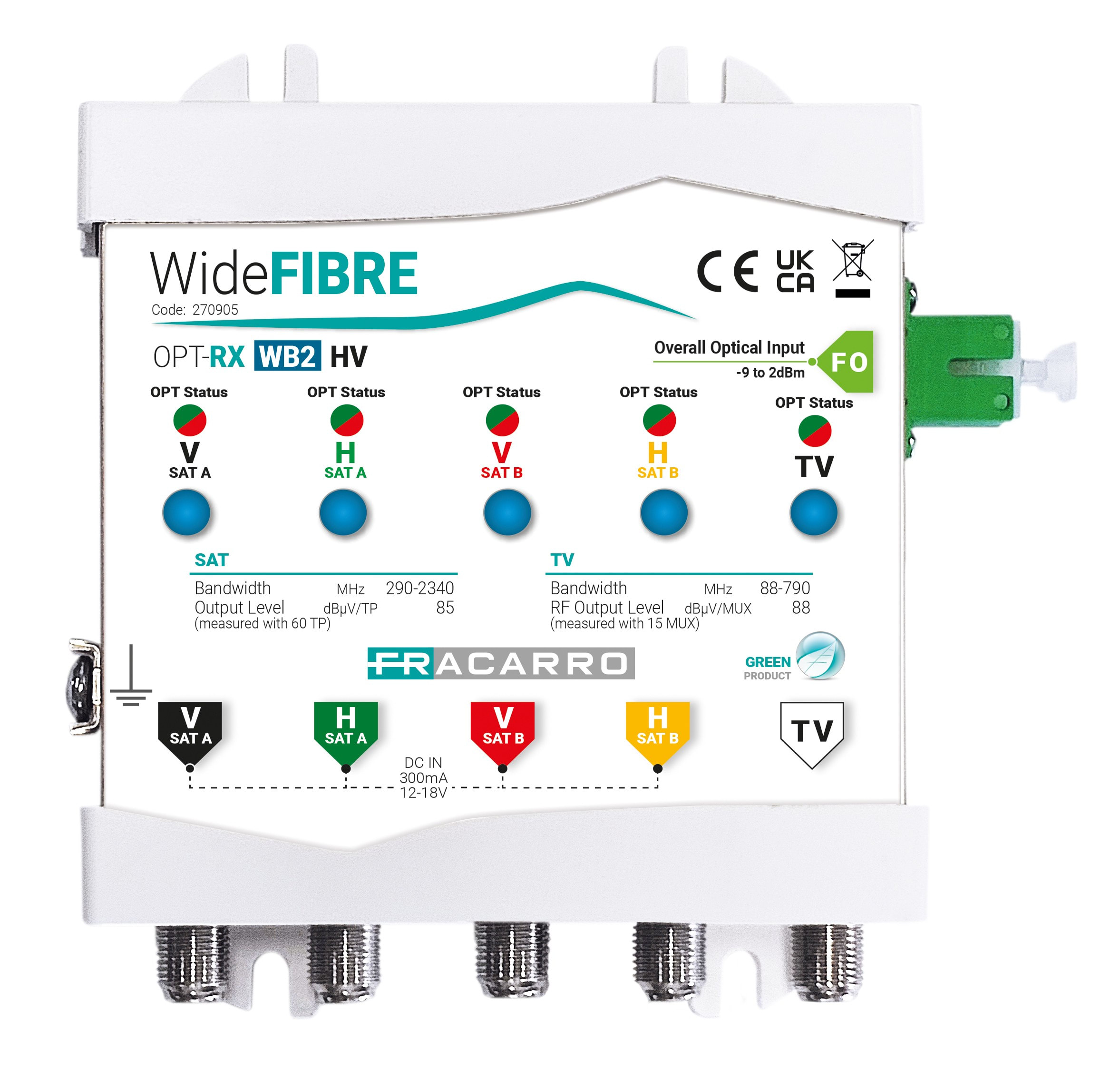 Fracarro Portenseigne - Récepteur Optique Wideband 2 SAT + TNT