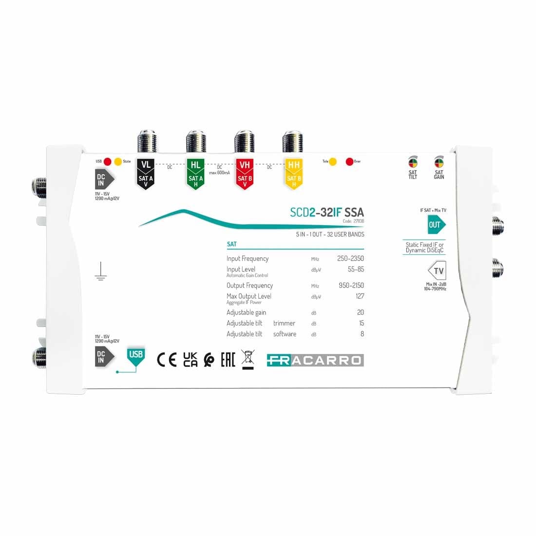 Fracarro Portenseigne - Station de conversion FI-FI DVB-S2 + Terrestre