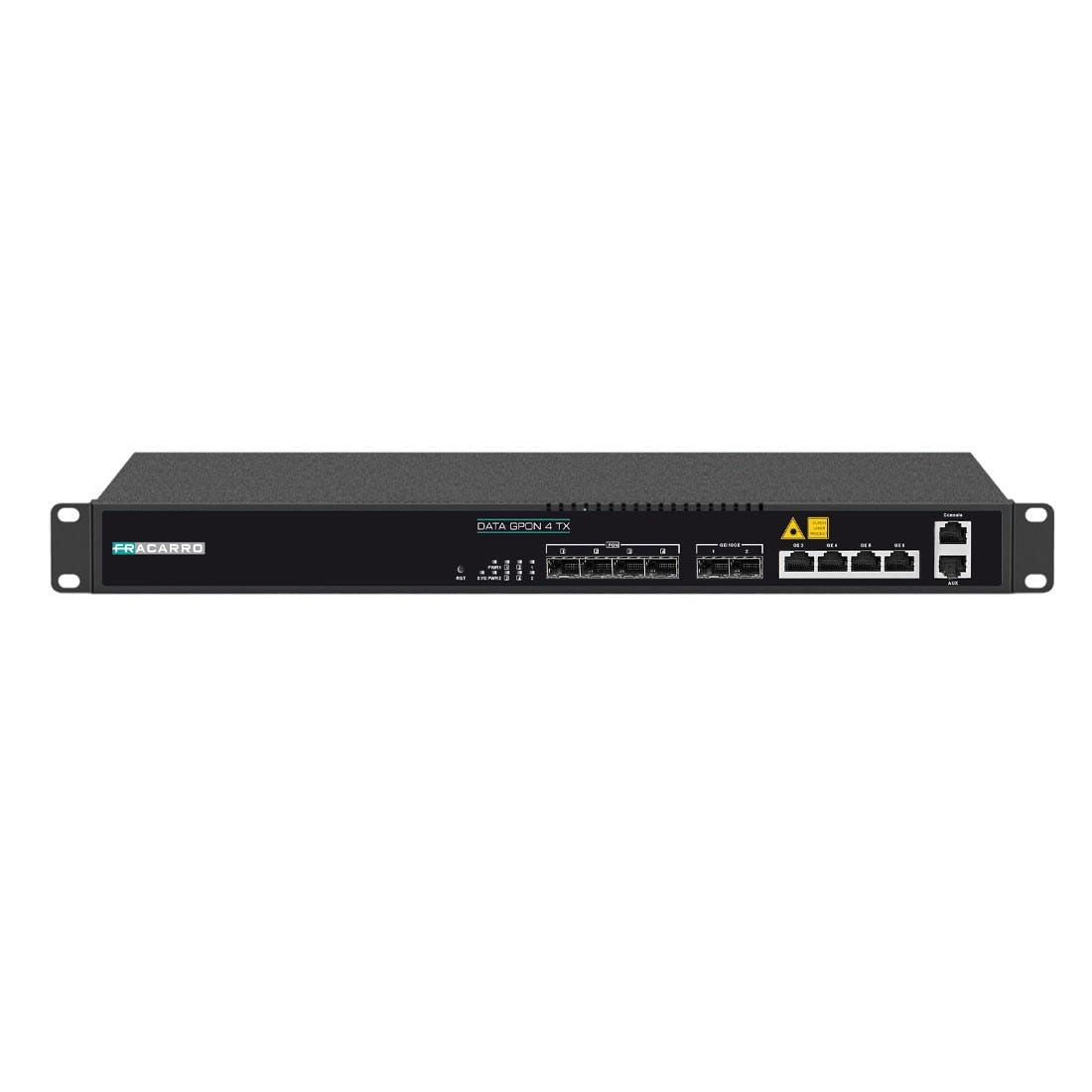 Fracarro Portenseigne - OLT GPON, châssis 19'', 4 sorties PON, 4 entrées RJ45 GE, 1 entrée SFP+ 10GE
