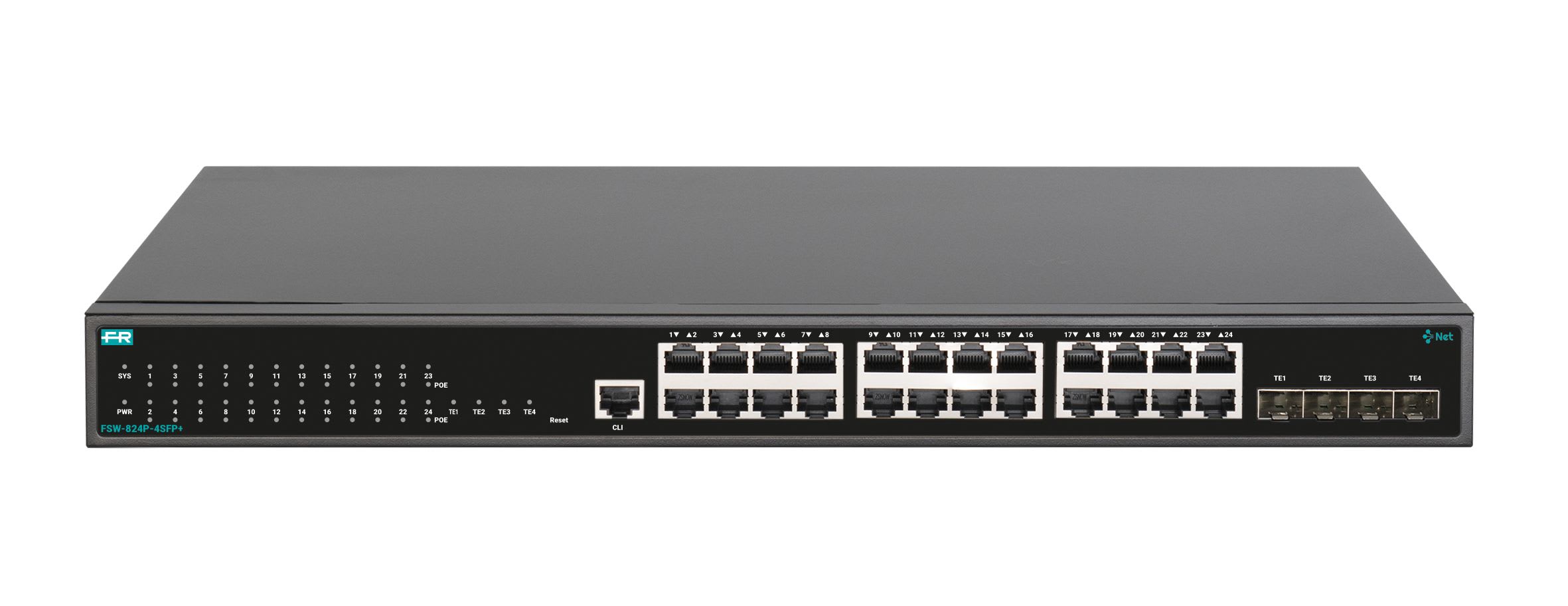 Fracarro Portenseigne - Switch 24 ports GE POE 370W, 4 ports SFP+, niveau 2+, IGMP snooping (pour IPTV)